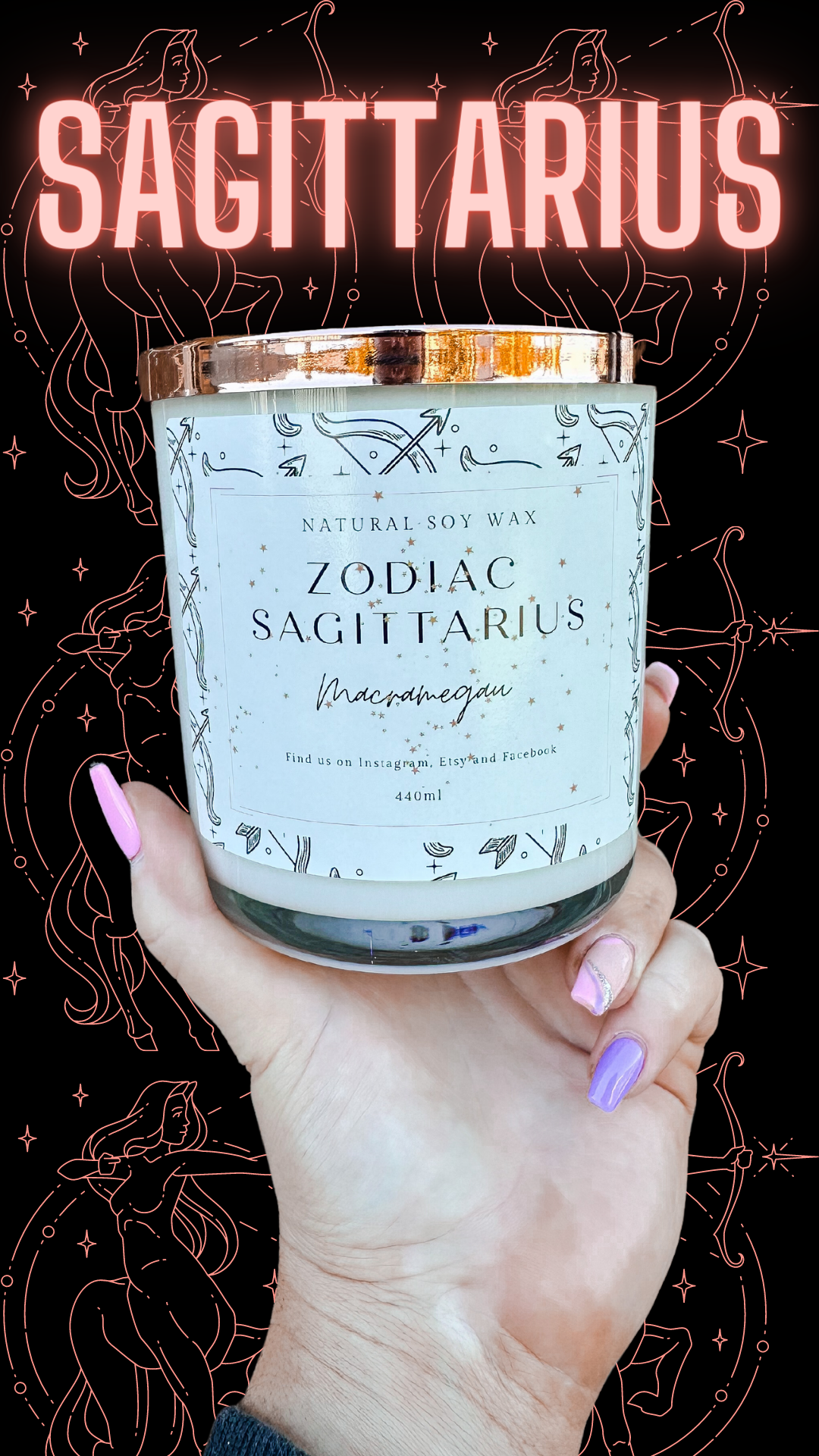 ZODIAC CANDLE - Sagittarius - Natural Soy Candle - 440ml