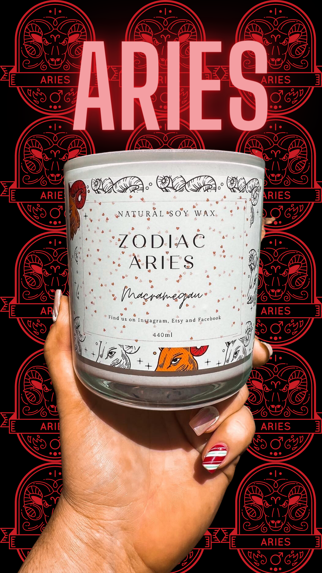 ZODIAC CANDLE - Aries - Natural Soy Candle - 440ml